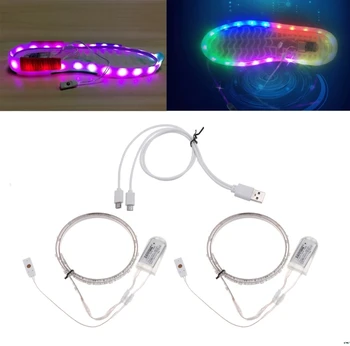1 Pāris Ūdensizturīgs USB LED Kurpes Strip Gaismas 0.65mx2 RGB SMD3528 Elastīgu Dekoru Kurpes Strip Gaismas