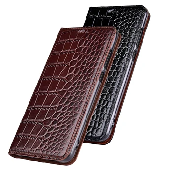 Top Īstas Govs Ādas Gadījumā Asus Zenfone 3 Max ZC520TL Case Cover Stand Flip Krokodils Graudu Telefonu Gadījumā