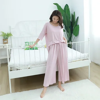 Fdfklak Pidžamas Sieviešu Pidžamas Apakšveļa Mājas Apģērbu Komplekts 2020. Gadam Jaunā Pavasara Vasaras Sleepwear divdaļīga Pijama Plus Izmērs XXL 3XL