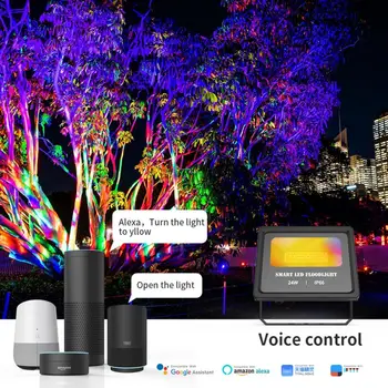 RGB Krāsu Mainās LED Prožektors, Āra Dārza Drošības Aktualitātes Ūdensizturīgs Ar Krāsu Tālvadības pults APP Grupas vadību