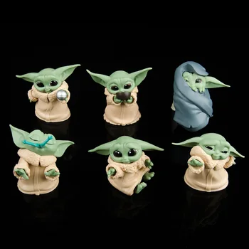 6pcs/Daudz Karstā Bērnu Yoda Darbības Rādītāji Modeļa Rotaļlietu 5-8cm Gudrs Yoda Mandalorian Grogu PVC Anime Kolekcionējamus Lelles Bērniem Dzimšanas dienas Dāvana
