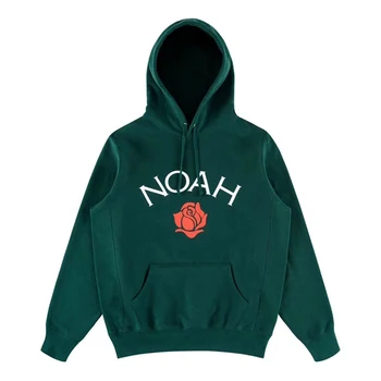 Gadījuma Kokvilnas Noa Pelēkā Vārna Pāris Streetwear Bieza Rožu Print Zaļš Līmēšana Izšuvumi Noa Džemperi Krekli