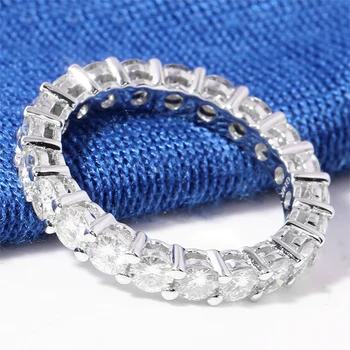 Jauno Modes Cietā 925 Sudraba Gredzenu komplektu Luksusa Pilnu Apli 4mm Kārta CZ Diamant Iesaistīšanās Kāzu Gredzeni Sievietēm