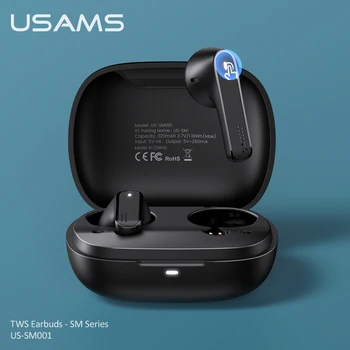 USAMS TWS Bezvadu Earbuds Uzlādes Rūtiņu Bluetooth 5.0 Austiņas Stereo Sporta Auss Austiņas Ar Micphone iPhone 12 Pro
