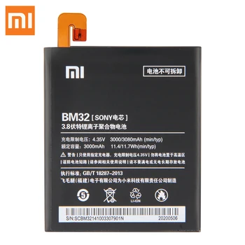 Oriģinālā Rezerves Akumulatoru Xiaomi Mi 4 M4 Mi4 BM32 Patiesu Tālruņa Akumulatora 3080mAh