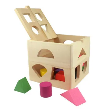 Izlūkošanas Lodziņā Montessori Koka Forma Kārtotāja Bērnu Izziņas un Saskaņošanas Celtniecības Bloki Bērni, Bērni Sākumā Eductional Rotaļlietas