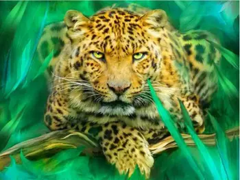 Pilnu Kvadrātveida & Kārtas Dzīvnieki leopards 5d diy Dimanta Izšuvumi Tiger Diamond Cross Stitch Mozaīkas Dimanta Tīģeris Krāsošana 30x40cm