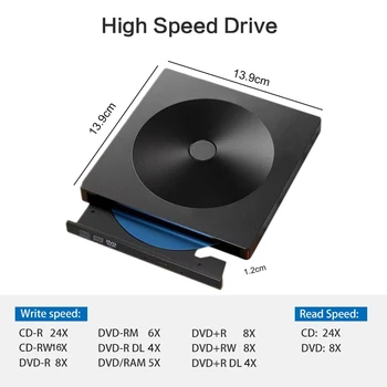 Ārējie CD DVD Disku,C Tipa USB 3.0 Portable External CD / DVD Disku Rakstītājs, Savietojams ar Mac/Windows Optisko Disku CD / DVD-RW W