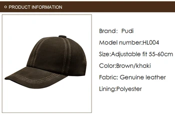 Aorice vīrieši dabiskās ādas, beisbola cepure, cepure, sievietes, regulējamu sporta cepures cepures HL004