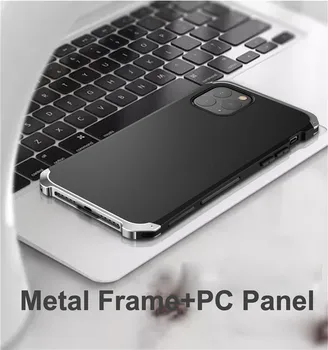 Triecienizturīgs Metāla Bruņas Lietā Par iPhone 11 Pro Max X Xr Xs Max Gadījumā Luksusa Alumīnija + PC Vāks iPhone 5S 6S 6 7 8 Plus Būtiska