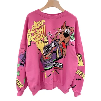 Smieklīgi Sporta Krekls Sieviešu Rudens Modes Multiplikācijas Filmu Suns Drukāt Pelēkā Vārna Lielgabarīta Streetwear Sporta Krekli Hip Hop Foršs Džemperis