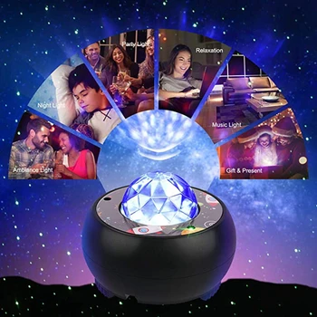Krāsains Lampas Zvaigžņotām Debesīm Galaxy Projektoru gaismas Blueteeth Balss Kontroles Mūzikas Atskaņotājs, LED Nakts Gaismas Valentīna Diena Projekcijas