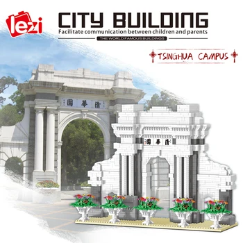 Bass, ka 8032 Pasaules Arhitektūras Tsinghua Universitātes Campus 3D Modelis DIY Mini Dimanta Bloki, Ķieģeļi Celtniecības Rotaļlieta Bērniem, kas nav Kaste