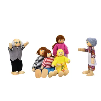 6pcs/komplekts Mini Ģimenes Lelle, Rotaļlietas, Mazas Koka Skaitļi Ģērbies Rakstzīmes Bērnu Bērni Spēlē Lelle Dāvanas Kids Izglītojošās Rotaļlietas