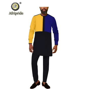 Āfrikas Cilšu Vīriešiem Attire Dashiki Apģērbu Ankara Mēteļi un Bikses, Uzvalks Casual Slim Fit Tradicionālo Uzstādīt AFRIPRIDE S2016004