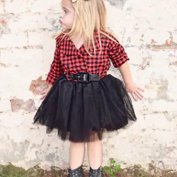 Pudcoco 2018 Kid Baby Meitene Modes Kleita Izšūta ar garām Piedurknēm Dubultā Krūtīm, Princess Puse Tilla Tutu Kleitas Rudens Apģērbs 2-7T