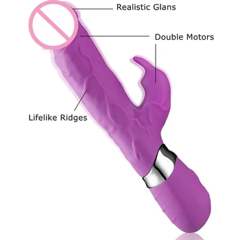 G-spot Trušu Vibrators 10 Režīmā Uzlādējams Lielo Dildo Vibratoru Dual Motori Clit Vagīnas Stimulators Seksa Rotaļlieta Sievietēm, Pāriem