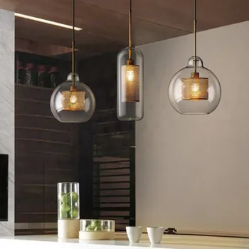 Japānas hanglamp rūpniecības lampas stikla bumbu guļamistaba LED pendant apgaismojums dzīvojamā istabā gaismekli karājas griestu lampas