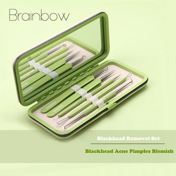 Brainbow 5gab/Lodziņā Labāko Blackhead Nosūcējs Instrumentu Komplekts Nerūsējošā Pinnes Adatu Pūtīte Pincetes Blackhead un Comedone Pinnes Nosūcējs