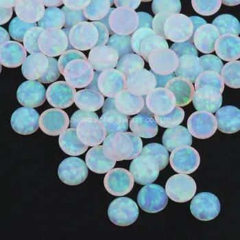 Karstā Pārdošanas 1,5 mm~10mm Kārtas Cabochon Samazināt Sintētisko OP16 Zaudēt Baltais Opāls