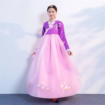 Pareizticīgo Hanbok Tautas Sieviešu Tautastērpā Korejiešu Kleita Elegants Princese Pils Kostīmu Korejas Emboridery Kāzu Puse