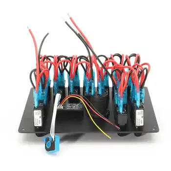 12-24V 10 Banda Auto Laivu Jūras Zila LED Šūpuļzirgs Slēdzis Panelī Circuit Breaker Voltmetrs Par RV Karavāna