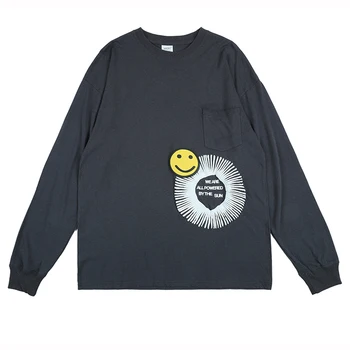 Harajuku Smaidiņu Vēstules Drukāt garām Piedurknēm T Krekls Vīriešiem un Sievietēm, Cietā Zaudēt Gadījuma T-krekls ar Apaļu Kakla Lielajam Streetwear Tshirts