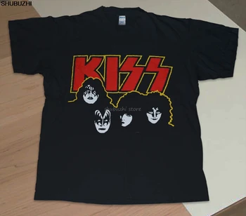 Skūpsts T-Krekls Vintage 1980. Gada, Retas Rock Band Koncerts tee 80 izdrukāt krekls shubuzhi Modes Īsām Piedurknēm Melns T Krekls sbz1161