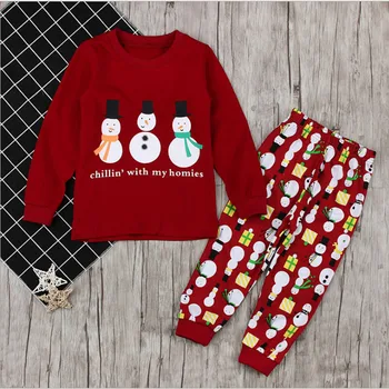 Bērnu pidžamas komplekti, Rudenī jaunu Ziemassvētku Multfilmas Tīras Kokvilnas Zēnu Pidžamas Meitenēm Pidžamas ar garām Piedurknēm + Bikses 2gab kostīmi pidžamas