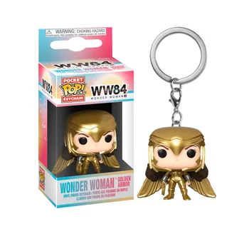 Funko POP JAUNU DC Varonis WW84 Woder Sieviete, 1984 Kabatas Pop Keychain Rotaļlietas Tiesiskuma Līga Atslēgu piekariņi Wonder Woman Zelta Bruņas Dāvanu Rotaļlietas