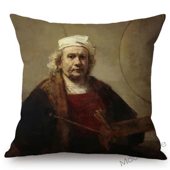 Mājas Dekoratīvā Pasaules Slaveno Eļļas Glezna Mest Spilvens Gadījumā Holandiešu Mākslinieka Rembranta 