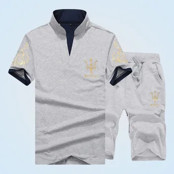 Īsām piedurknēm T-krekls Vīriešu Jauns Sporta Tērps, 2019. Gada Vasaras divdaļīga Gadījuma Vīriešu Uzvalks