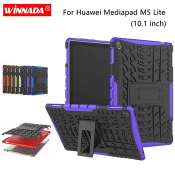 Par Huawei Mediapad M5 Lite gadījumā 10.1 collu BAH2-L09 BAH2-W19 BAH2-W09 Bruņas gadījumā Tablete TPU+PC Triecienizturīgs Stāvēt Vāciņu