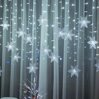 Āra Ziemassvētki Sniegpārslu LED String Gaismas Mirgo Gaismas, Aizkaru Gaismas Ūdensizturīgs Brīvdienu Puse Pieslēdzami Vilnis Pasaku Gaismas
