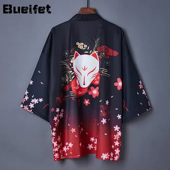 Uzlabota Japāņu Kimono Jaka Vasaras Pludmales Sauļošanās Zaudēt Kimono Vīriešu Krekls Yukata Haori Retro Sieviešu Āzijas Kostīmi