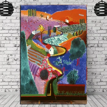David Hockney Mulholland Drive Audekla Gleznu Plakātu Izdrukas Marmora Sienas Māksla Krāsošana Dekoratīvie Attēlu Mūsdienu Mājas Apdare