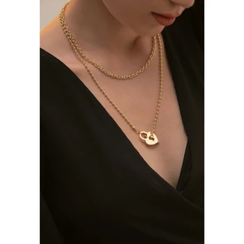 Yhpup Modes Sirds Atslēga Kārtojumu Kulons, Kaklarota, Moderns Zelta Metāla Tekstūru Vara sānslīdi kaklasaite Kaklarota Sievietēm ожерелье 2020