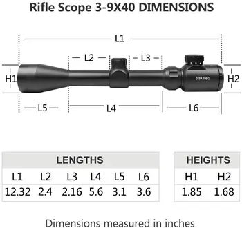 3-9X40 PIEMĒRAM, Medību Gaisa Riflescope Optika Redzes Red Green Rangefinder Izgaismotas Riflescope Taktiskās Airsoft Gaisa Pistoles Apskates vietas