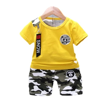 Vasaras Zīdaiņu Zēnu Apģērbu Komplekti, Bērnu Modes Kokvilnas T-krekls Un Bikses, Uzvalks Bērniem Toddler Meitenes Kamuflāžas Bikses Apģērbu Komplekti