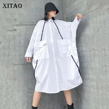 XITAO Eiropas Stila Bat Piedurknēm Sieviešu Topi un Blūzes, Modes Plus Lieluma Vidēja garuma Krekls Personības Tendenci Sieviešu Apģērbu DMY3136