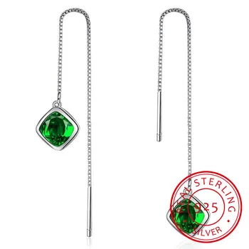 Elegants Ģeometrija Emerald Ausu pilieni Ruby Sudrabs 925 Rotaslietas Vienkārši Dārgakmeņiem Auskari Sievietēm Piederumu Vairumtirdzniecība
