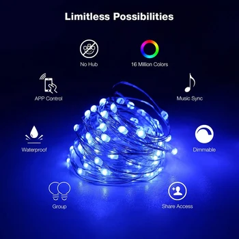 USB LED String Light Bluetooth App Kontroles Sloksnes Gaismas Lampa Pasaku Gaismas Mājās Apdare Smart Vainags Par Ziemassvētku Eglītes