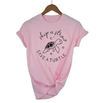 Smieklīgi Izlaist Salmu Saglabāt Bruņurupucis T Krekls Sievietēm, Topi Modes Estētisko Grafiskais Tee Kreklu Femme Balts Krekls Gadījuma Sieviešu T Krekls
