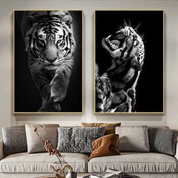 Melnā Un Baltā Dzīvnieku Tiger Mākslas izdrukas Sienas Art Attēlus Audekls Gleznošanai Abstraktā Audekls Plakātu, Gleznu Mājas Dekoru