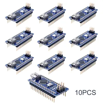 10pcs Mini Nano V3.0 Atmega328p 5v 16m Mikro Kontrolieris Valdes Modulis Arduino