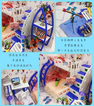 Mazulis DIY Apkopot Leļļu Nams Komplekti Leļļu Nami Miniatūra leļļu Namiņš Mēbeles Komplekts Komplekts Rotaļlieta Bērniem poppenhuis casa de boneca
