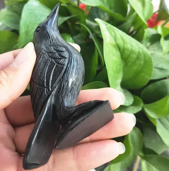 Kristāli Dzīvnieku Dabas obsidian kristāla putnu Corvus black obsidian Kvarca vārna Dziedināšanas Dāvana