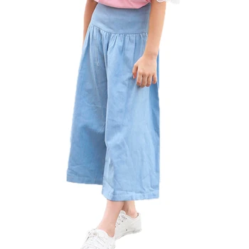 Vasaras kokvilnas meitenes vaļīgas bikses vienkāršu plaša kāju bikses vecumu 6-16 gadu pusaugu meitenēm, pavasara lielās meitenes potītes garuma bikses