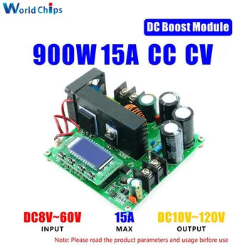 900W 15A Sprieguma Padeves Modulis LCD Displejs Digitālā Kontrole CC CV Step Up 