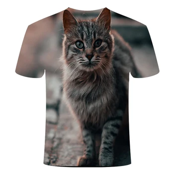 Jaunu 3D kaķis print T-krekls vīriešiem un sievietēm vasaras fun īss piedurknēm krekls gadījuma O-veida kakla dzīvnieku T-krekls kaķis streetwear T-krekls